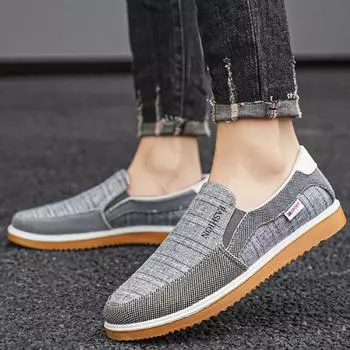 Мужские лоферы из парусины, весна-осень, новые ленивые туфли на плоской подошве, без застежек, роскошные брендовые лоферы, мужские туфли-лодочки, мокасины для отдыха на природе 39