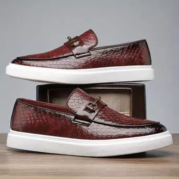 Мужские лоферы из полиуретана с резиновой подошвой и подкладкой из полиуретана — низкий верх, повседневный дизайн, однотонный узор 39 чёрный