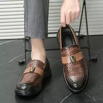 Мужские лоферы, кожаная обувь, классические повседневные модельные туфли, мужские пенни-лоферы без шнуровки 39 чёрный