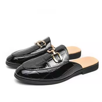 Мужские лоферы, летние повседневные кожаные туфли без шнуровки для мужчин, деловая обувь в британском стиле, мужская официальная кожаная обувь в стиле яппи 38 чёрный