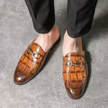 Мужские лоферы, летние повседневные кожаные туфли без шнуровки для мужчин, деловая обувь в британском стиле, мужская официальная кожаная обувь в стиле яппи 38 чёрный