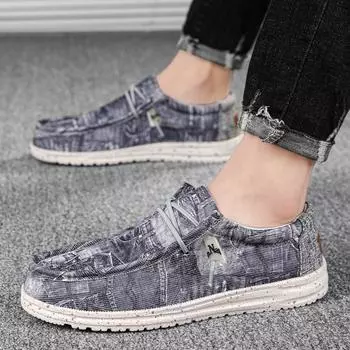 Мужские лоферы, летняя дышащая мужская повседневная обувь, трендовая обувь без шнуровки на плоской подошве, обувь для вождения 40 серый