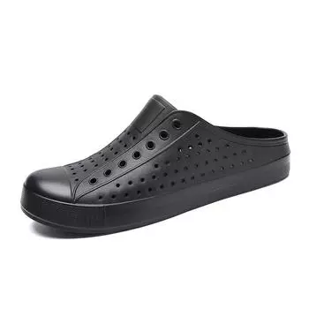 Мужские лоферы, летняя мужская повседневная обувь, сандалии без шнуровки, новые стильные мужские тапочки, женские сандалии 36 чёрный