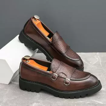 Мужские лоферы Роскошный бренд Кожаные туфли Дышащие слипоны Однотонные Формальные Повседневные туфли Ручной работы Дизайнерская мужская обувь Мокасины 38 коричневый