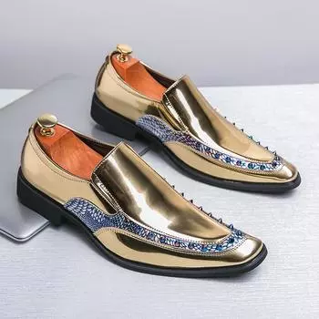 Мужские лоферы Роскошный бренд Кожаные туфли Дышащие слипоны Однотонные Формальные Повседневные туфли Ручной работы Дизайнерская мужская обувь Мокасины 33 жёлтый