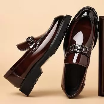 Мужские лоферы в британском стиле, деловые кожаные туфли, мужские повседневные шапочки из натуральной кожи, лакированная кожа, мужские туфли 44