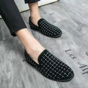 Мужские лоферы, вечерние туфли для курения, смокинг, свадебные пиджаки, седло, обувь для ночного клуба для мужчин EU:38 чёрный