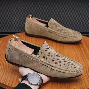 Мужские лоферы, высококачественная мягкая кожаная обувь, мужские легкие туфли на плоской подошве для вождения 39