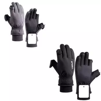 Мужские лыжные перчатки, водонепроницаемые, морозостойкие, с утолщенным бархатом, с двумя пальцами, для езды на велосипеде, теплые зимние перчатки для езды на велосипеде XL