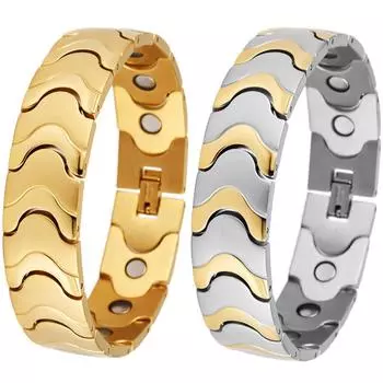 Мужские магнитные браслеты из нержавеющей стали 15 мм золотого цвета, роскошный браслет для мужчин, мужские ювелирные аксессуары, крутые 18CM золотой