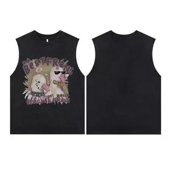 Мужские майки Американский уличный трендовый винтажный выстиранный жилет Оверсайз Женская одежда для зала Мужская футболка без рукавов Одежда Y2k S