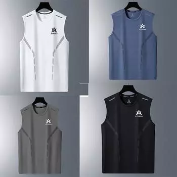 Мужские майки из ледяного шелка, нижнее белье, мужская майка, модные рубашки с принтом, мужской спортивный дышащий жилет для борьбы и фитнеса M белый