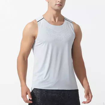 Мужские майки-топы для тренировок, спортивные, беговые, жилеты для активного отдыха, спортивная одежда, быстросохнущие, спортивные Silver Gray M