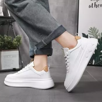 Мужские маленькие белые туфли летний тренд универсальная новая повседневная обувь 2024 новые мужские туфли на платформе обувь для скейтбординга 39