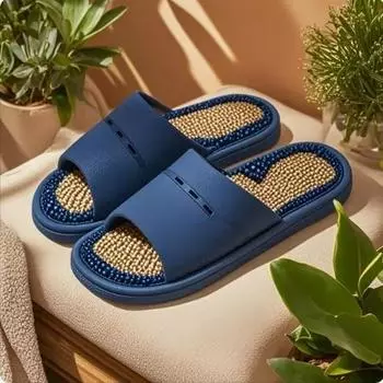 Мужские массажные акупрессурные тапочки - нескользящие сандалии для домашней терапии ног, летний дизайн из ПВХ 44-45