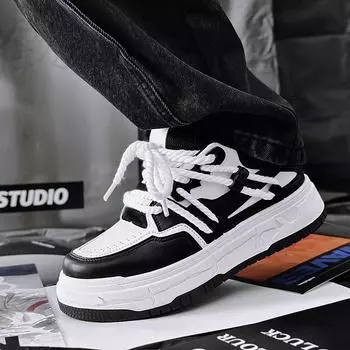 Мужские массивные кроссовки на шнуровке, уличная повседневная обувь на платформе, мужские спортивные кроссовки для бега, вулканизированная обувь на плоской подошве 39 белый