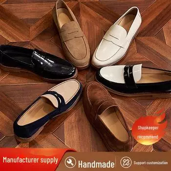 Мужские матовые кожаные замшевые мокасины без застежек - зимние повседневные мокасины 41