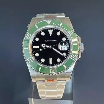 Мужские механические часы 41 мм, автоматические часы, сапфировое стекло, нержавеющая сталь 316, светящиеся водонепроницаемые часы Miyota 8215, механизм зеленый, черный