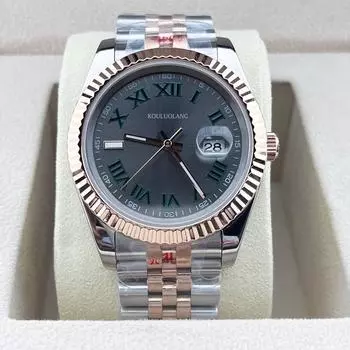 Мужские механические часы 41 мм, водонепроницаемые, автоматические, Miyota 8215, светящийся серый ремешок Dail Rose Glod Jubilee