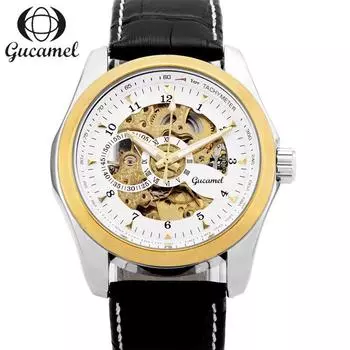 Мужские механические часы GUCAMEL, модные деловые механические часы, полые часы