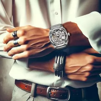 Мужские механические часы с серебряным сетчатым ремешком в стиле ретро, светящиеся классические деловые модные элегантные мужские механические наручные часы серебряный