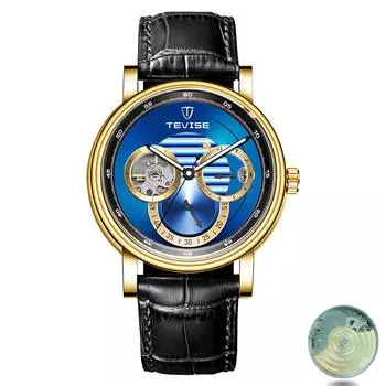 Мужские механические часы с турбийоном и полым циферблатом, водонепроницаемые, с ночной подсветкой, простые деловые механические часы, персональные часы, праздничный подарок чёрный