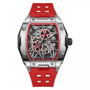 Мужские механические часы-скелетон с автоподзаводом, часы мужские люксовые светящиеся водонепроницаемые, подарок красный