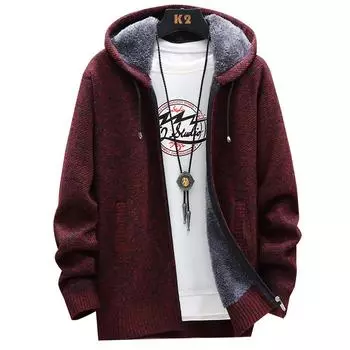 Мужские мешковатые свитера на молнии, пальто, повседневные теплые топы с капюшоном, простые куртки XL коричневый