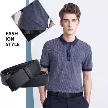 Мужские металлические автоматические ремни без регулируемого делового джинсового ремня из искусственной кожи для мужчин, роскошный пояс на талии Lea N4I6 black-one size