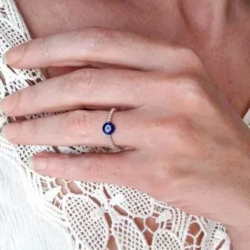 Мужские металлические счастливые красочные синие стеклянные украшения с глазом демона, кольцо на палец, кольца с синим глазом, бусины, кольцо темно-синий