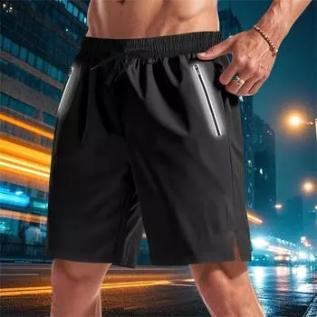 Мужские микроэластичные свободные шорты для ночного бега, светящиеся в темноте, функциональные, быстросохнущие, для пляжного спорта, повседневные шорты для мужчин L чёрный