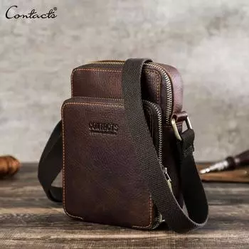 Мужские мини-сумки через плечо из натуральной кожи, сумки-мессенджеры, дорожная повседневная маленькая сумка через плечо кофейный