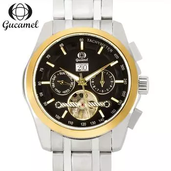 Мужские многофункциональные часы GUCAMEL с турбийоном, полые механические часы, мужские часы, светящиеся часы