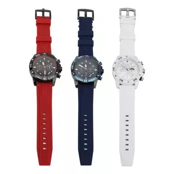 Мужские многофункциональные кварцевые часы с силиконовым ремешком, водонепроницаемые наручные часы с хронографом, кварцевые часы Black Red