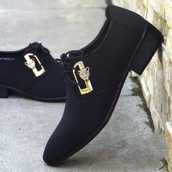 Мужские модельные туфли Деловые свадебные туфли Мужские деловые туфли Оксфорды из искусственной кожи Лоферы с острым носком 38 чёрный