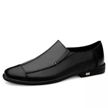 Мужские модельные туфли Новые классические кожаные оксфорды для свадебной вечеринки Деловая обувь Мужские лоферы из натуральной кожи Дизайнерские деловые туфли 38 чёрный