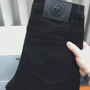 Мужские модные эластичные облегающие черные джинсы на осень и весну 32