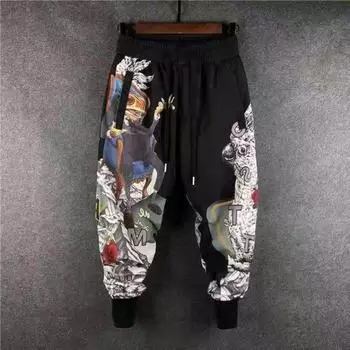 Мужские модные бегуны в стиле пэчворк, эластичные уличные брюки в стиле хип-хоп с принтом, японская уличная одежда Harajuku 3XL белый