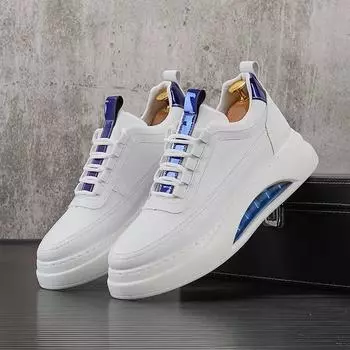 Мужские модные белые кроссовки Air Cushion — весенний стиль, дышащие, толстая подошва, повседневная обувь, увеличивающая рост EU 42