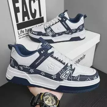 Мужские модные белые кроссовки на толстой подошве - повседневная спортивная модная обувь 43 синий/белый