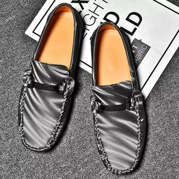 Мужские модные бобовые туфли большого размера, обувь для ленивых, обувь для вождения, обувь Lefu, повседневная обувь, мужская обувь One Step 39 чёрный