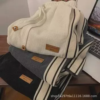 Мужские модные брюки из плотного вельвета на весну и осень — свободные прямые спортивные брюки в стиле «американский ретро» L абрикосовый