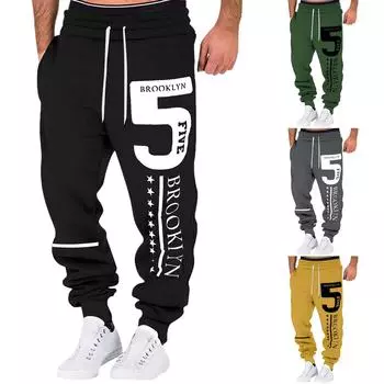 Мужские модные брюки с буквенным принтом, повседневные брюки, спортивные брюки L чёрный