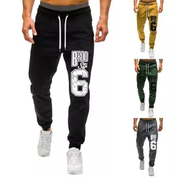 Мужские модные брюки с буквенным принтом, повседневные брюки, спортивные брюки L чёрный