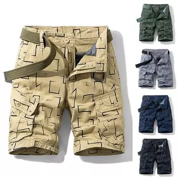 Мужские модные брюки с карманами и графическим принтом, хлопковые шорты-карго, комбинезоны, шорты 38 чёрный