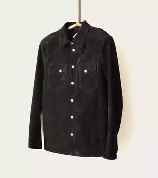 Мужские модные черные рубашки из натуральной овчины для повседневной и праздничной одежды из кожи XS чёрный