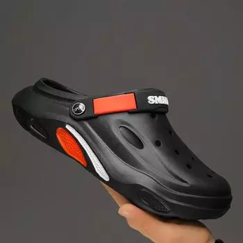 Мужские модные цветные массивные сабо с выемкой, удобные нескользящие повседневные прочные тапочки из ЭВА с мягкой подошвой для активного отдыха на открытом воздухе 43 белый