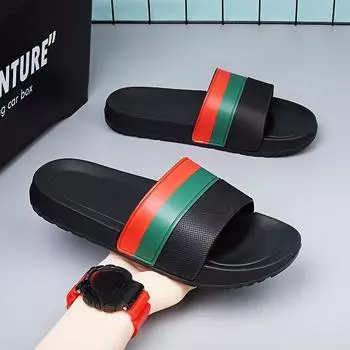 Мужские модные цветные тапочки с открытым носком, дышащие, нескользящие повседневные прочные тапочки 40 чёрный