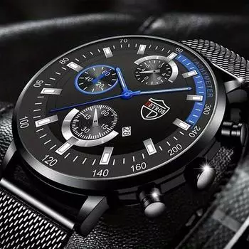Мужские модные деловые часы из нержавеющей стали с люминесцентным кварцевым наручным часам с датой, мужской подарок