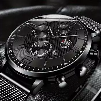 Мужские модные деловые часы из нержавеющей стали с люминесцентным кварцевым наручным часам с датой, мужской подарок